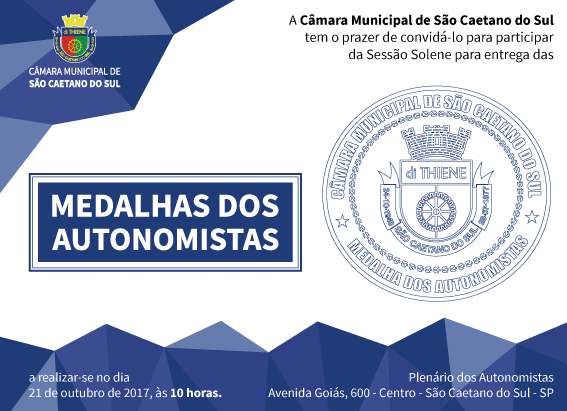 Convite: Sessão Solene - Medalhas dos Autonomistas